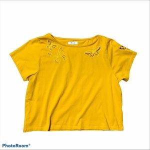 MADEWELL YELLOW BUTTERFLY T-SHIRT SIZE MEDIUM